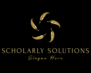 Scholar - Golden Feather Quill logo design