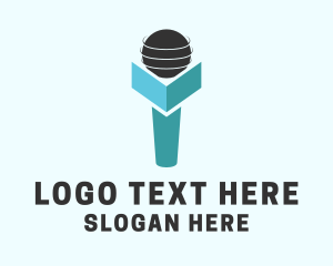 Vlog - Microphone Globe Entertainment logo design