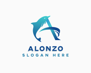 Marine Dolphin Letter A logo design