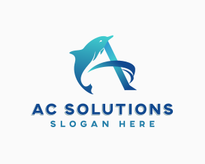 Marine Dolphin Letter A logo design