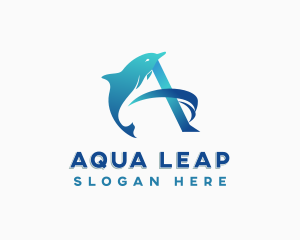 Marine Dolphin Letter A logo design