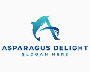 Marine Dolphin Letter A logo design