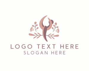 Floral Woman Fitness Yoga logo design