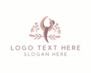 Yoga - Floral Woman Fitness Yoga logo design