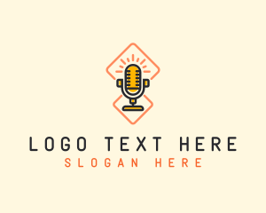 Broadcasting - Podcast Media Microphone logo design