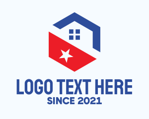 American - Hexagon Patriot Home logo design