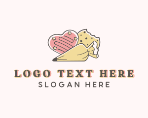 Sugar Cookie - Heart Baking Cookies logo design