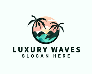 Palm Tree Beach Vacation logo design