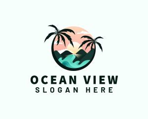 Palm Tree Beach Vacation logo design