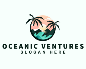 Palm Tree Beach Vacation logo design