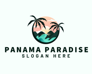 Palm Tree Beach Vacation logo design