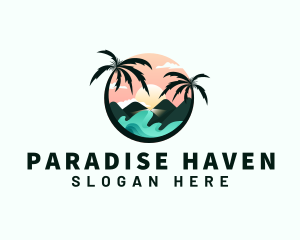 Palm Tree Beach Vacation logo design