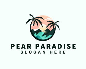 Palm Tree Beach Vacation logo design