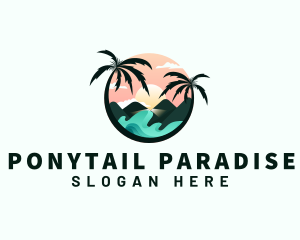 Palm Tree Beach Vacation logo design