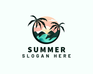 Palm Tree Beach Vacation logo design