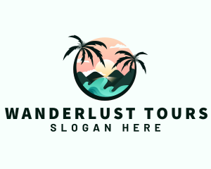 Palm Tree Beach Vacation logo design