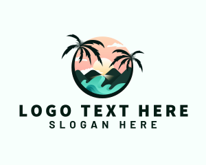 Palm Tree Beach Vacation Logo