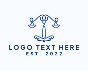Law - Curly Monoline Justice Scale logo design