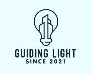 Blue Cityscape Light Bulb  logo design