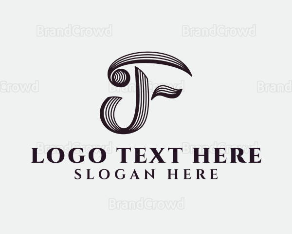 Script Retro Brush Letter F Logo