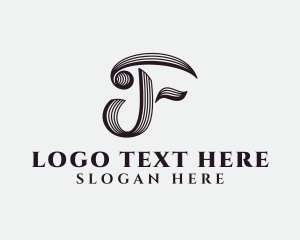 Fashion - Script Retro Brush Letter F logo design