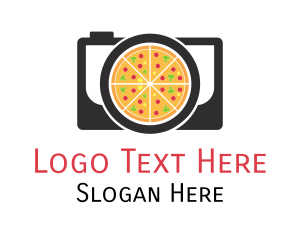 Orange Camera - Camera Lens Pizza logo design
