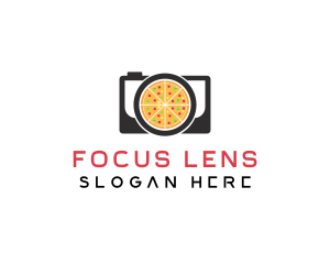 Camera Lens Pizza logo design