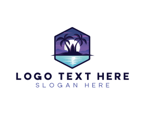 Tropical - Night Surfing Travel logo design