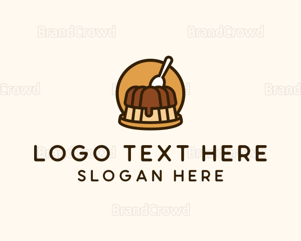 Cute Pudding Dessert Logo