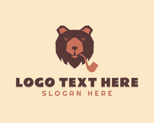 Mascot - Smoking Pipe Bear logo design