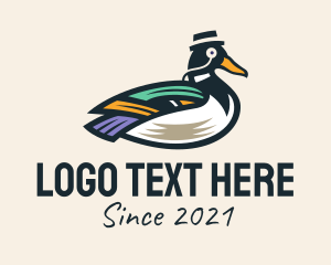 Monocle - Hipster Duck Mascot logo design
