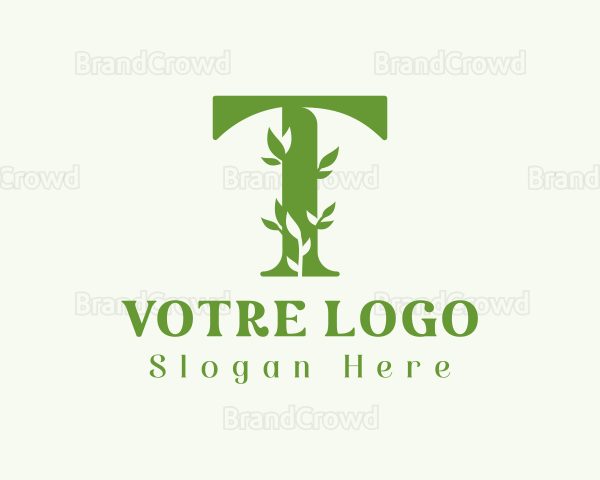 Nature Leaf Letter T Logo