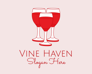 Wine Bar - Red Wine Cocktail logo design