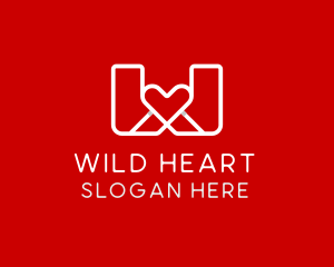 Heart Letter W logo design