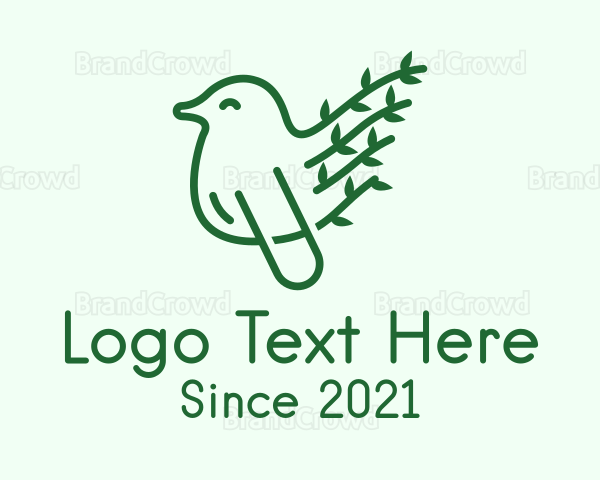 Green Leaf Bird Outline Logo