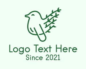 Aviary - Green Leaf Bird Outline logo design