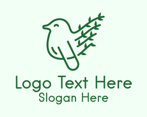 Green Leaf Bird Outline Logo