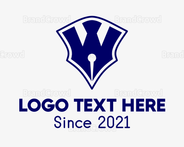 Blue Pencil Letter W Logo