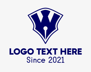 Teacher - Blue Pencil Letter W logo design