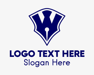 Blue Pencil Letter W Logo