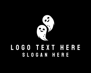 Haunted - Happy Halloween Ghosts logo design