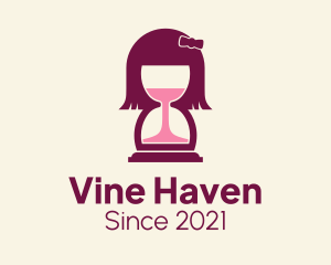 Girl Wine Hourglass logo design