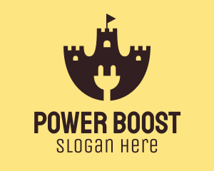 Recharge - Electric Power Castle logo design