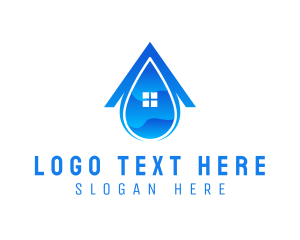 Wash - Blue House Droplet logo design