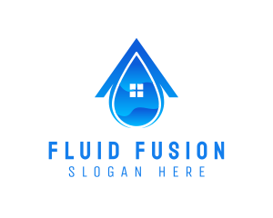 Blue House Droplet logo design