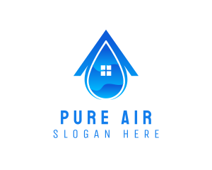 Blue House Droplet logo design