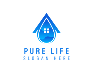 Alkaline - Blue House Droplet logo design