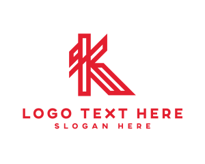 Stripe - Industrial Geometric Slant Letter K logo design