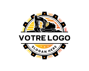 Construction - Excavator Equipment Cogwheel logo design