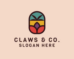 Palm Tree Stained Glass logo design